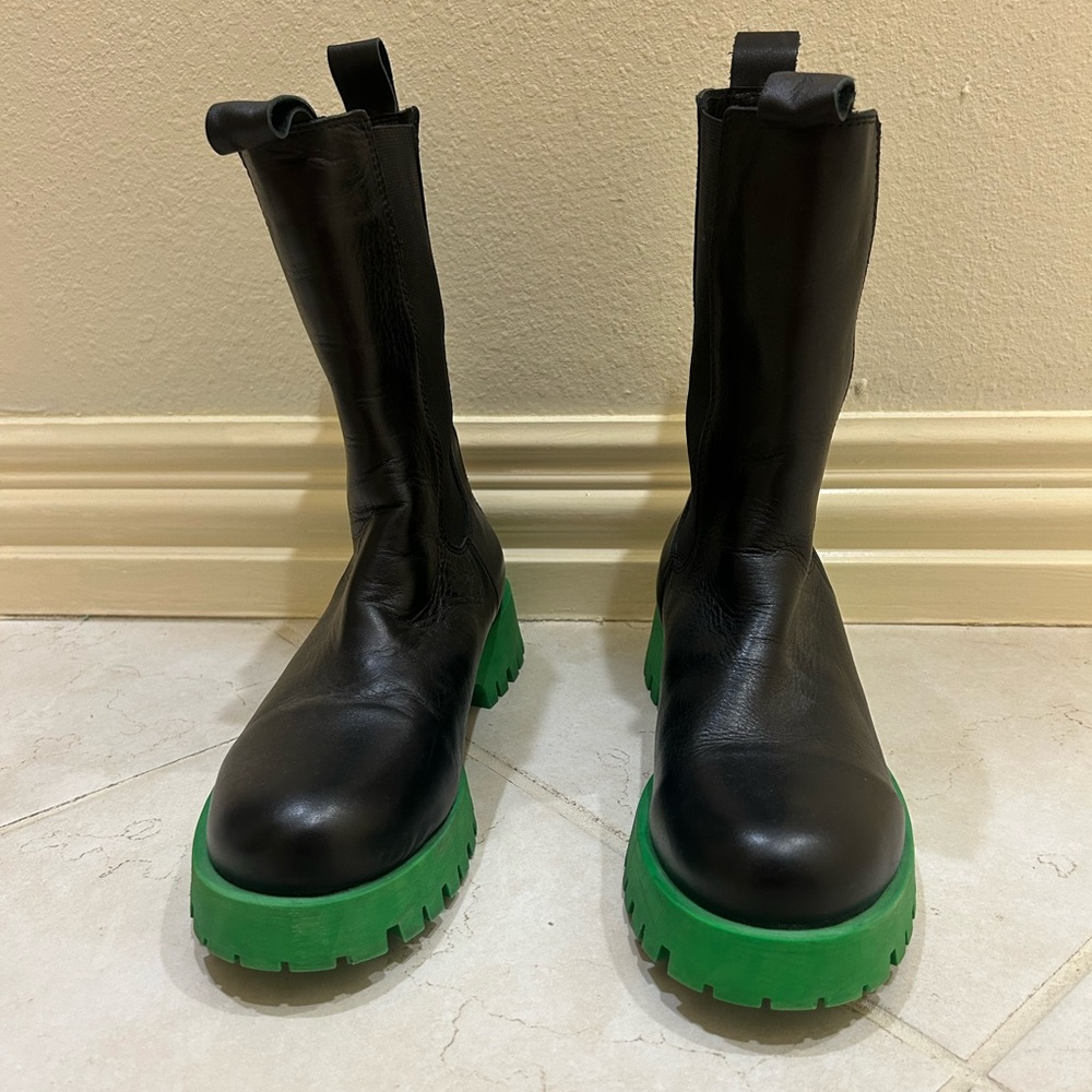 Steve Madden Black Boots with Green Soles